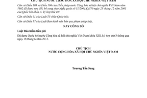 Lệnh công bố Luật Bảo hiểm tiền gửi 2012