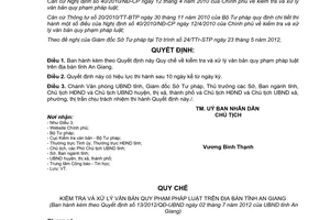 Quyết định 13/2012/QĐ-UBND Quy chế kiểm tra xử lý văn bản quy phạm pháp luật