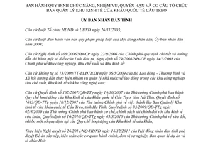 Quyết định 29/2012/QĐ-UBND cơ cấu tổ chức Ban Quản lý Khu kinh tế cửa khẩu