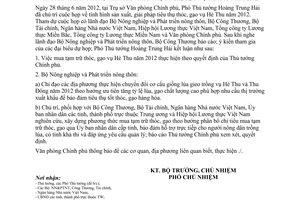 Thông báo 232/TB-VPCP ý kiến kết luận của Phó Thủ tướng Hoàng Trung Hải