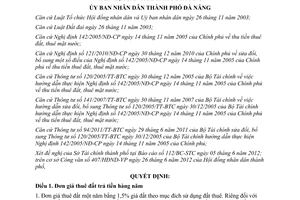 Quyết định 26/2012/QĐ-UBND đơn giá thuê đất mặt nước ngoài khu công nghiệp