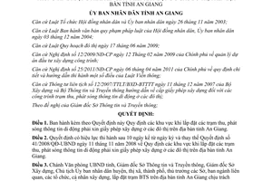 Quyết định 14/2012/QĐ-UBND Quy định khu vực khi lắp đặt trạm thu phát sóng