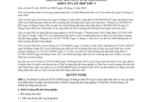 Nghị quyết 31/2012/NQ-HĐND Thuế sử dụng đất phi nông nghiệp Thuế bảo vệ môi trường Thanh Hóa