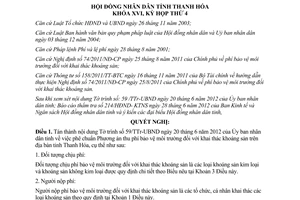 Nghị quyết 32/2012/NQ-HĐND mức phí bảo vệ môi trường khai thác khoáng sản Thanh Hóa