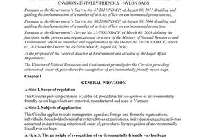 Circular No. 07/2012/TT-BTNMT providing on criterion of, order of, procedures