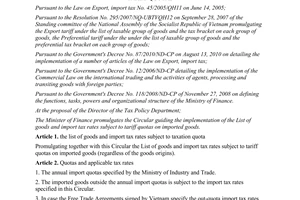 Circular No. 111/2012/TT-BTC promulgating the list of goods and import tax rates