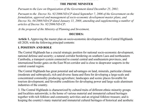 Decision No. 936/QD-TTg approving the master plan on socio-economic development