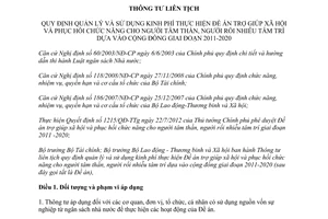 Thông tư liên tịch 115/2012/TTLT-BTC-BLĐTBXH quy định quản lý sử dụng kinh phí