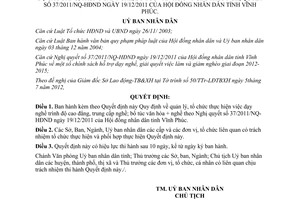 Quyết định 19/2012/QĐ-UBND quản lý tổ chức dạy nghề trình độ cao đẳng Vĩnh Phúc