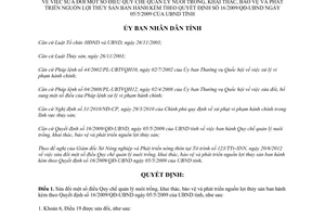 Quyết định 26/2012/QĐ-UBND sửa đổi Quy chế quản lý nuôi trồng khai thác bảo vệ