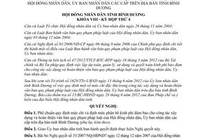 Nghị quyết 10/2012/NQ-HĐND8 kinh phí xây dựng và hoàn thiện văn bản Bình Dương