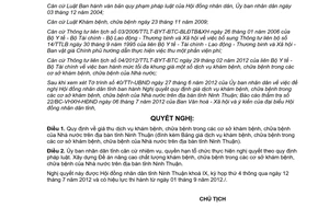 Nghị quyết 05/2012/NQ-HĐND quy định giá thu dịch vụ khám chữa bệnh trong cơ sở