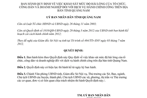Quyết định 2337QĐ-UBND năm 2012 khảo sát mức độ hài lòng dịch vụ hành chính công Quảng Nam