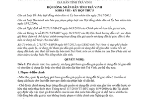 Nghị quyết 18/2012/NQ-HĐND phí tham gia đấu giá quyền sử dụng đất Trà Vinh