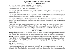 Nghị quyết 34/2012/NQ-HĐND hỗ trợ Dự án hệ thống cấp nước Khu kinh tế Vũng Áng