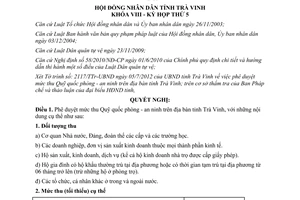 Nghị quyết 16/2012/NQ-HĐND phê duyệt mức thu Quỹ quốc phòng an ninh Trà Vinh