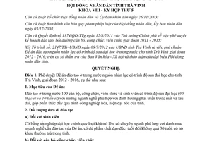 Nghị quyết 11/2012/NQ-HĐND phê duyệt Đề án đào tạo ở trong nước nguồn nhân lực