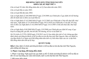 Nghị quyết 05/2012/NQ-HĐND thông qua Quy định về chính sách khuyến khích