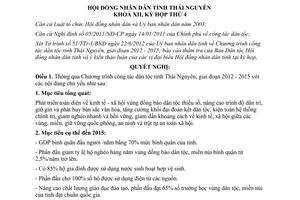 Nghị quyết 12/2012/NQ-HĐND Chương trình công tác dân tộc tỉnh Thái Nguyên