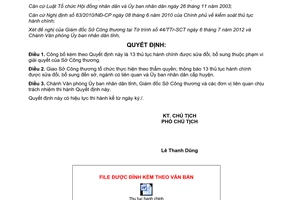 Quyết định 1697/QĐ-UBND năm 2012 công bố thủ tục hành chính sửa đổi bổ sung