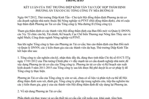 Thông báo 3398/TB-BNN-ĐMDN kết luận của Thứ trưởng Diệp Kỉnh Tần tại cuộc họp