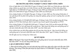 Quyết định1683/QĐ-BNN-CN năm 2012 Hệ thống sản xuất giống vật nuôi chính đến 2020 tầm nhìn 2030