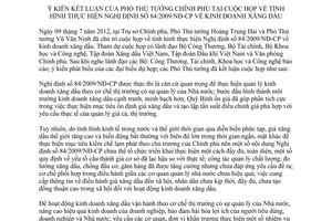 Thông báo 259/TB-VPCP ý kiến kết luận của Phó Thủ tướng Chính phủ