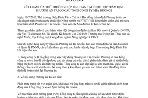 Thông báo 3397/TB-BNN-ĐMDN kết luận của Thứ trưởng Diệp Kỉnh Tần tại cuộc họp