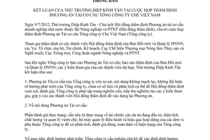 Thông báo 3399/TB-BNN-ĐMDN kết luận của Thứ trưởng Diệp Kỉnh Tần