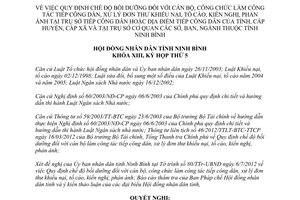 Nghị quyết 17/2012/NQ-HĐND chế độ bồi dưỡng cán bộ công chức làm công tác tiếp công dân Ninh Bình