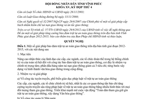 Nghị quyết 57/2012/NQ-HĐND giải pháp bảo đảm trật tự an toàn giao thông