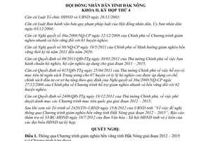 Nghị quyết 19/2012/NQ-HĐND thông qua Chương trình giảm nghèo bền vững