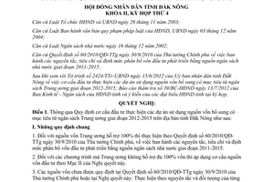 Nghị quyết 17/2012/NQ-HĐND quy định cơ cấu đầu tư thực hiện dự án sử dụng nguồn