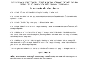 Quyết định 29/2012/QĐ-UBND Quy định quản lý nhà nước đối với công tác đào tạo
