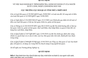 Quyết định 105/QĐ-HQTTH năm 2012 Quy trình kiểm tra hành lý của người xuất