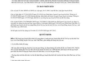 Quyết định 1675/QĐ-UBND 2012 điều chỉnh quy hoạch Khu đô thị Yên Lạc Vĩnh Phúc