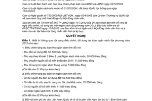 Nghị quyết 02/2012/NQ-HĐND bổ sung dự toán ngân sách 2012 Bình Định