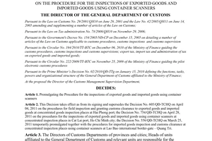 Decision No. 1628/QD-TCHQ on the procedure for the inspections of exported goods