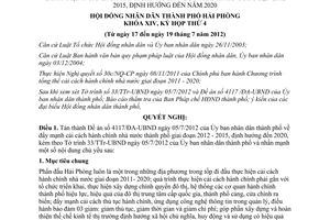 Nghị quyết 06/2012/NQ-HĐND đẩy mạnh cải cách hành chính nhà nước thành phố
