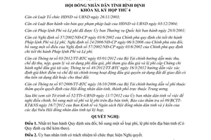 Nghị quyết 04/2012/NQ-HĐND quy định sửa đổi phí, lệ phí tỉnh Bình Định