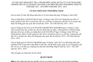 Quyết định 20/2012/QĐ-UBND thu miễn giảm sử dụng học phí công lập Đồng Tháp