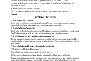 Decree No. 59/2012/ND-CP on monitoring law execution situation