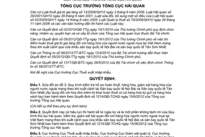 Quyết định 1638/QĐ-TCHQ năm 2012 sửa đổi sơ đồ 3 kèm theo Quyết định 1214/QĐ-TCH