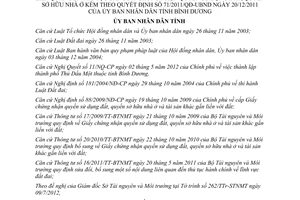 Quyết định 25/2012/QĐ-UBND sửa đổi cấp giấy chứng nhận đất đai Bình Dương