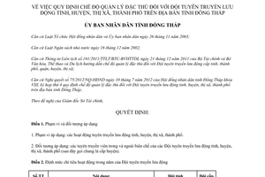 Quyết định 25/2012/QĐ-UBND chế độ quản lý đặc thù đối với Đội tuyên truyền