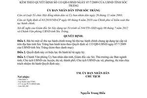 Quyết định 149/QĐ-UBND bãi bỏ thủ tục hành chính cấp xã tỉnh Sóc Trăng