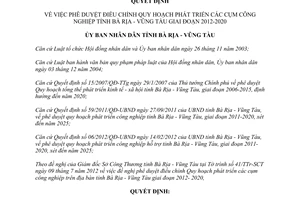 Quyết định 22/2012/QĐ-UBND phê duyệt điều chỉnh Quy hoạch phát triển cụm