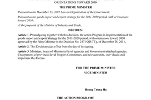 Decision No. 950/QD-TTg promulgating the action program in implementation