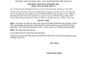 Nghị quyết 15/2012/NQ-HĐND dừng thực hiện 90/2006/NQ-HĐND Phổ cập bậc trung học Phú Thọ