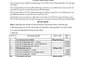 Quyết định 26/2012/QĐ-UBND quy định mức thu phí vệ sinh rác thải Cảng cá